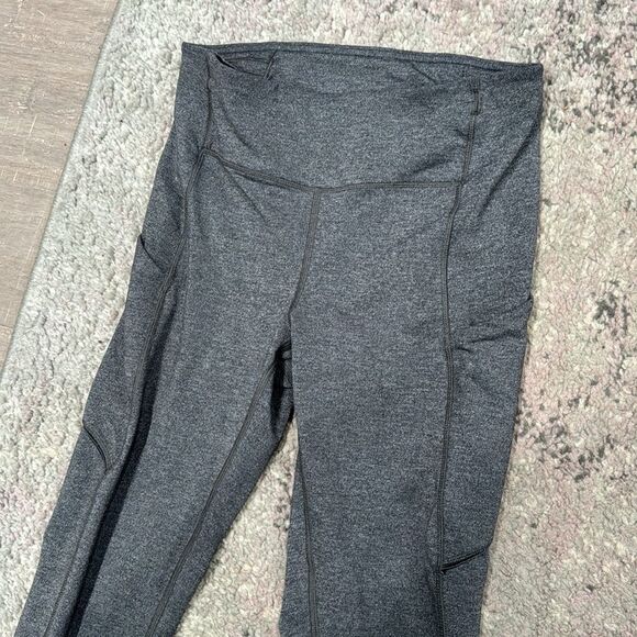Lululemon Women’s Grey Speed Up Crop (21") Heathered Black Crop Leggings Sz 4 - Picture 5 of 8
